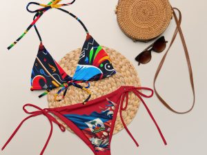 Haiti Pride Recycled String Bikini - White Front Print