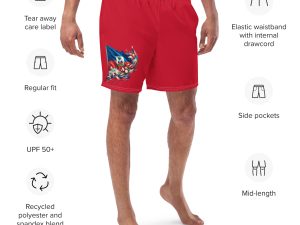 Haiti Pride Mens Recycled Swim Trunks - White