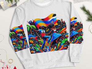 Haiti Pride All-Over Print Recycled Sweatshirt - White