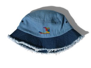 Haiti Pride Distressed Denim Bucket Hat - Black
