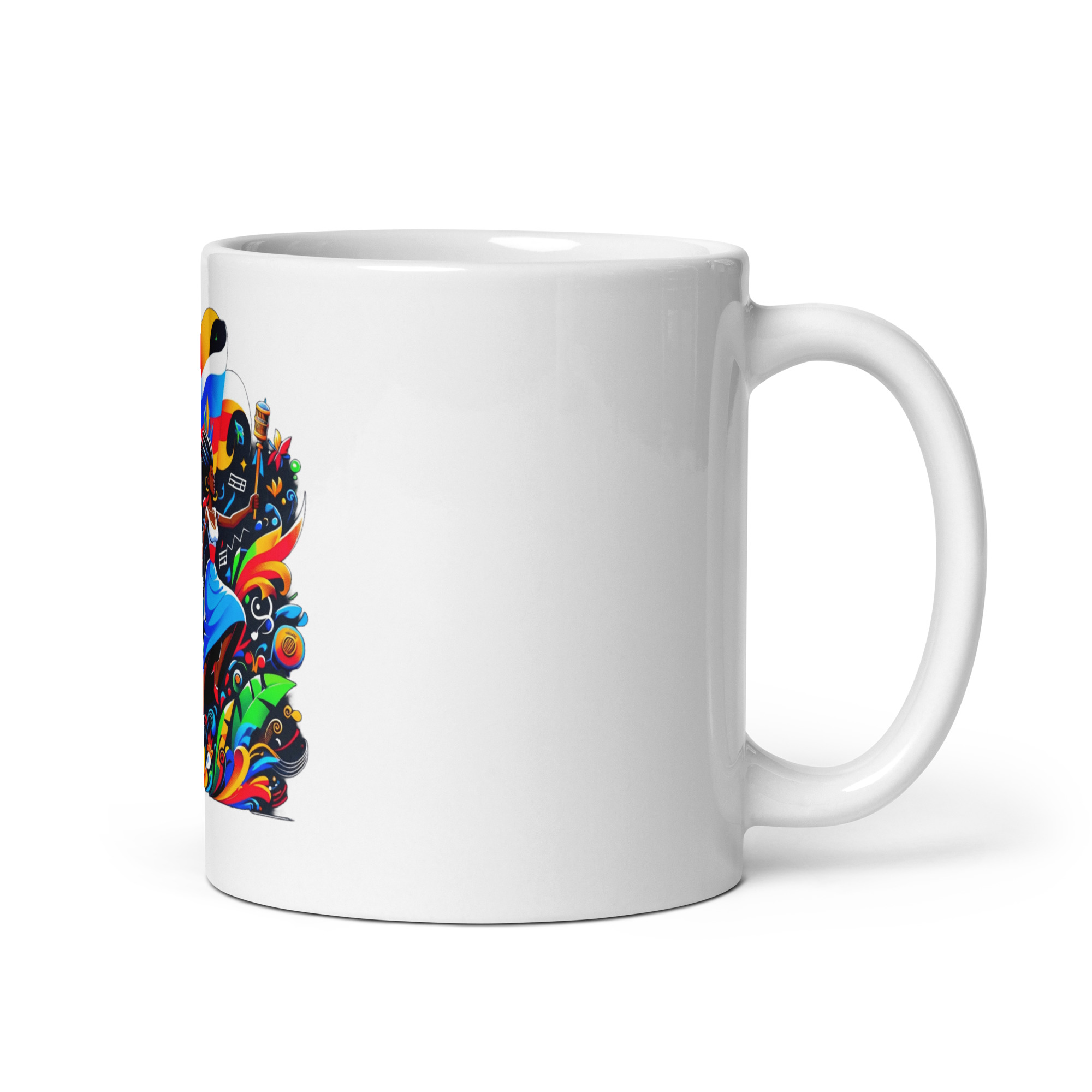 Haiti Pride white glossy coffee mug, 20oz, handle on the right