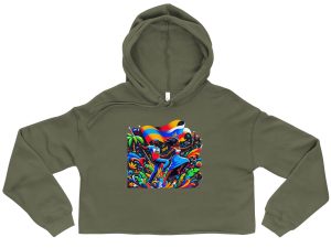 Haiti Pride Womens Cropped Hoodie - Green