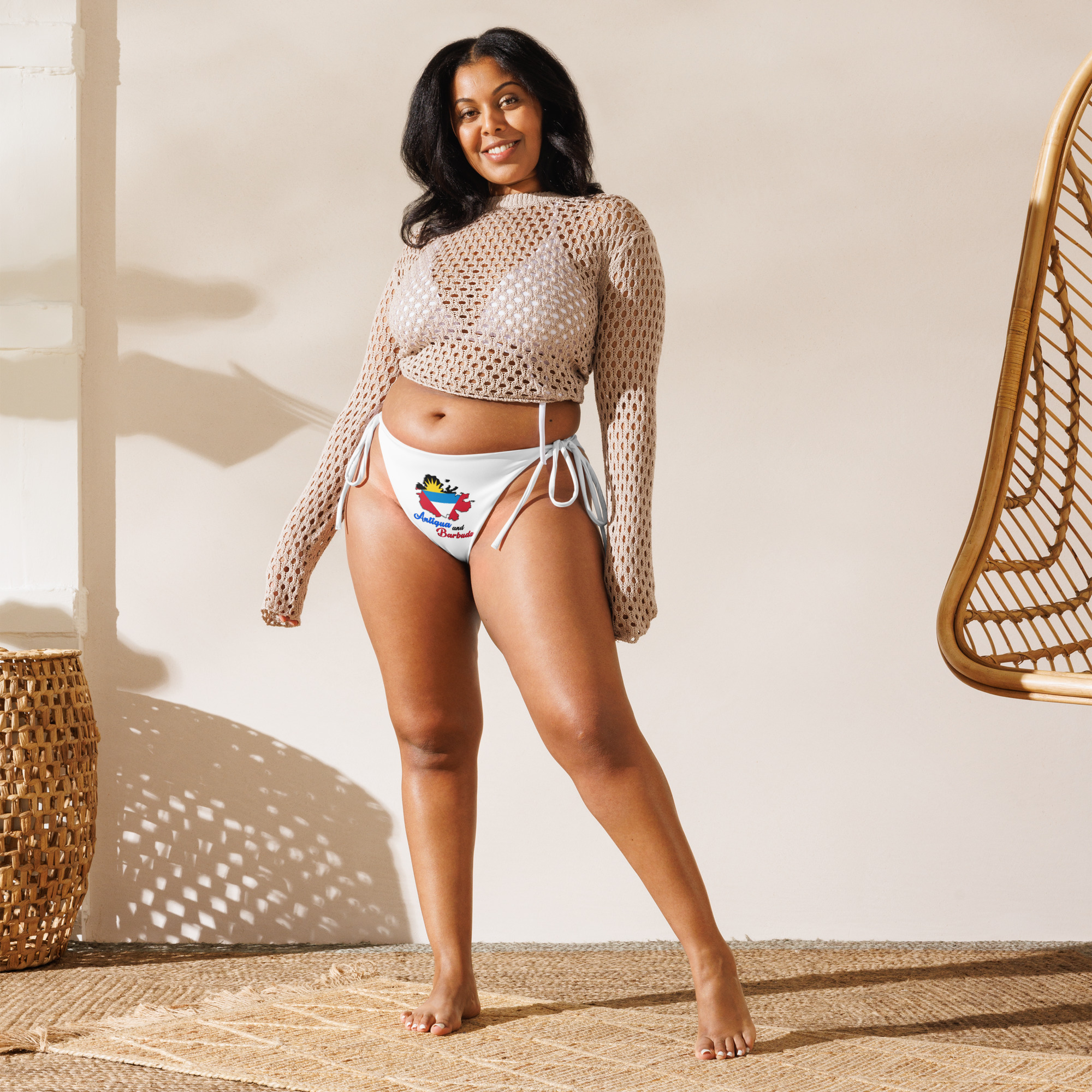 Antigua and Barbuda Pride Recycled String Bikini Bottom - White