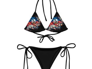 Haiti Pride recycled string bikini in white with back print
