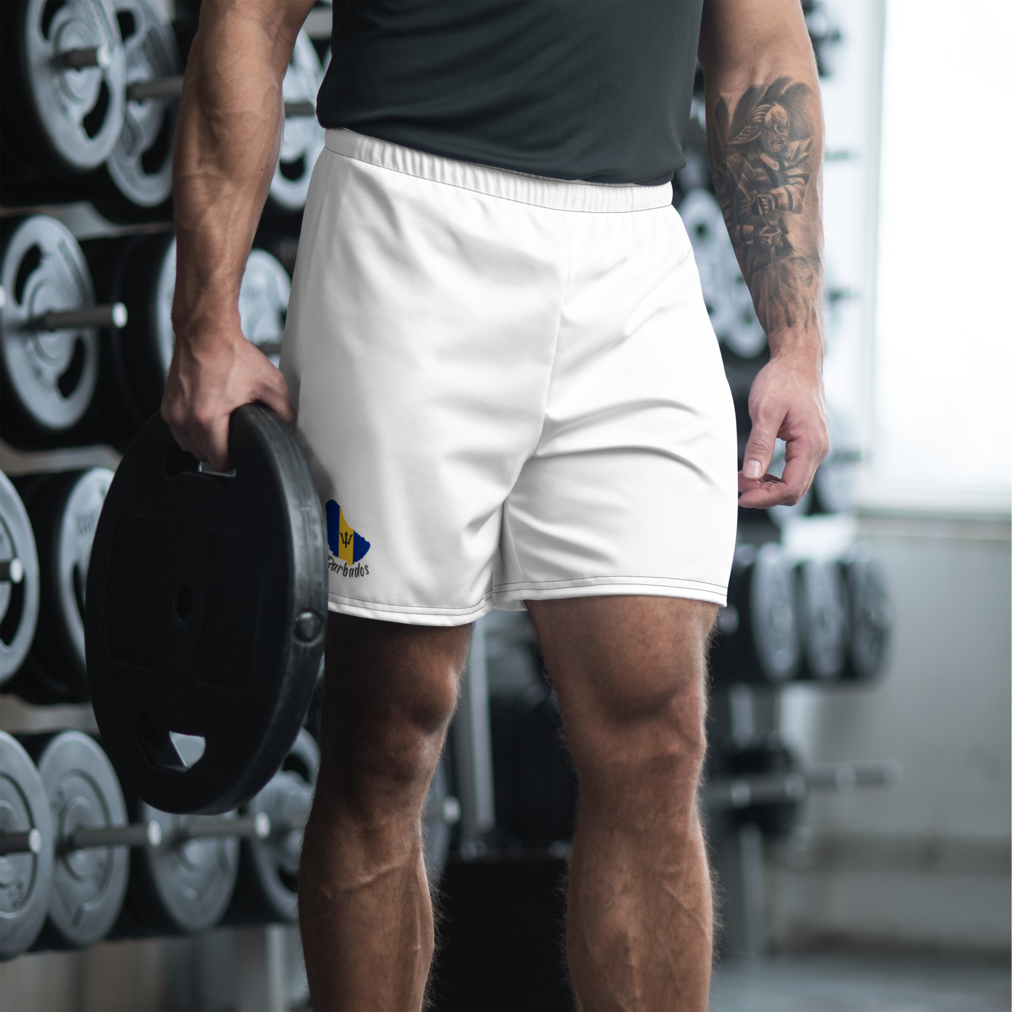 Barbados Pride Mens Recycled Athletic Shorts - White