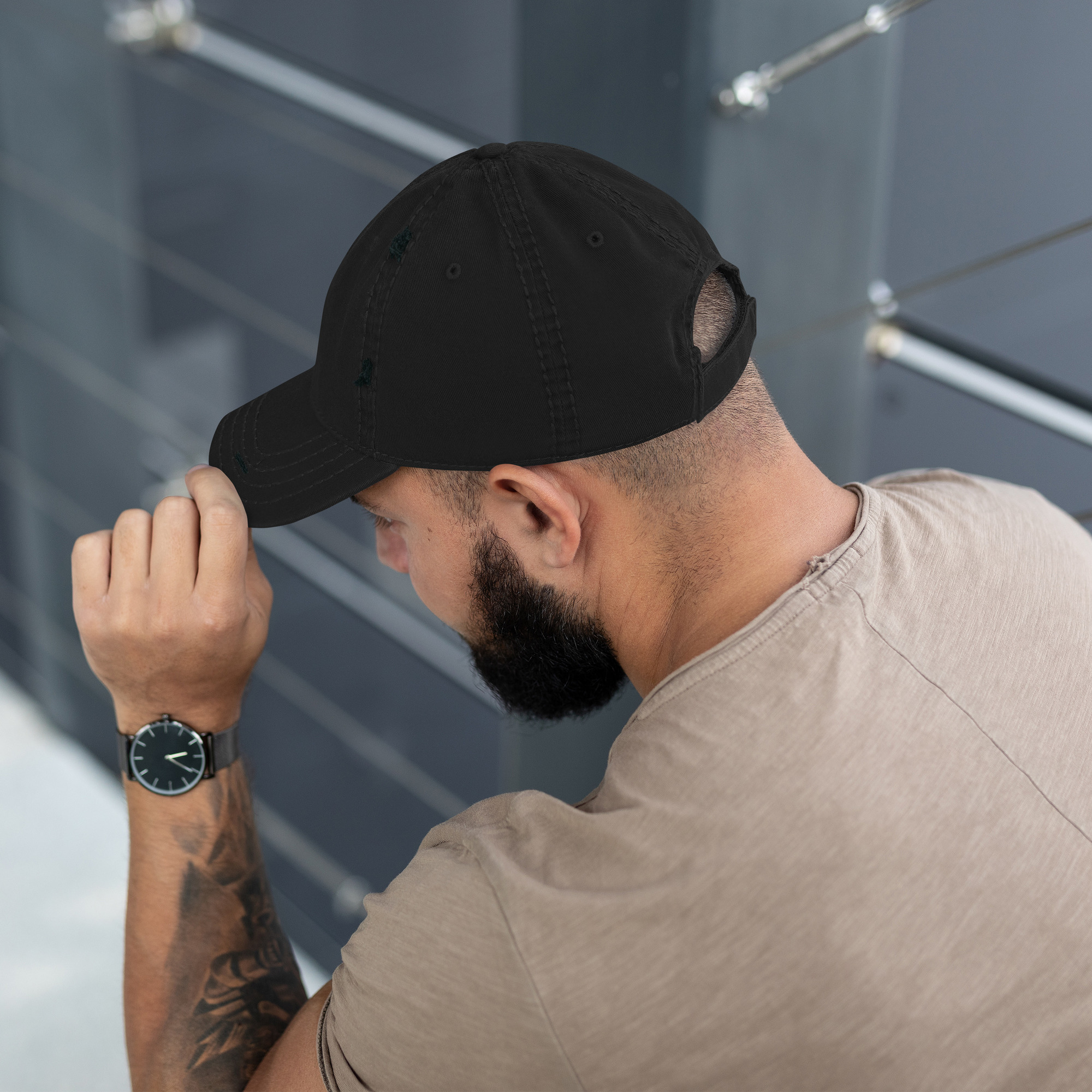 Haiti Pride Distressed Dad Hat - Black - Image 2