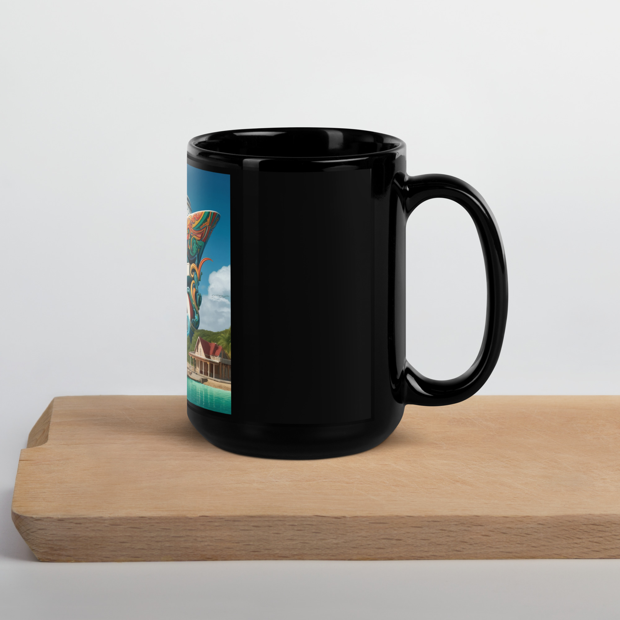 Antigua and Barbuda Pride Black Glossy Mug - Black 11oz - Image 6