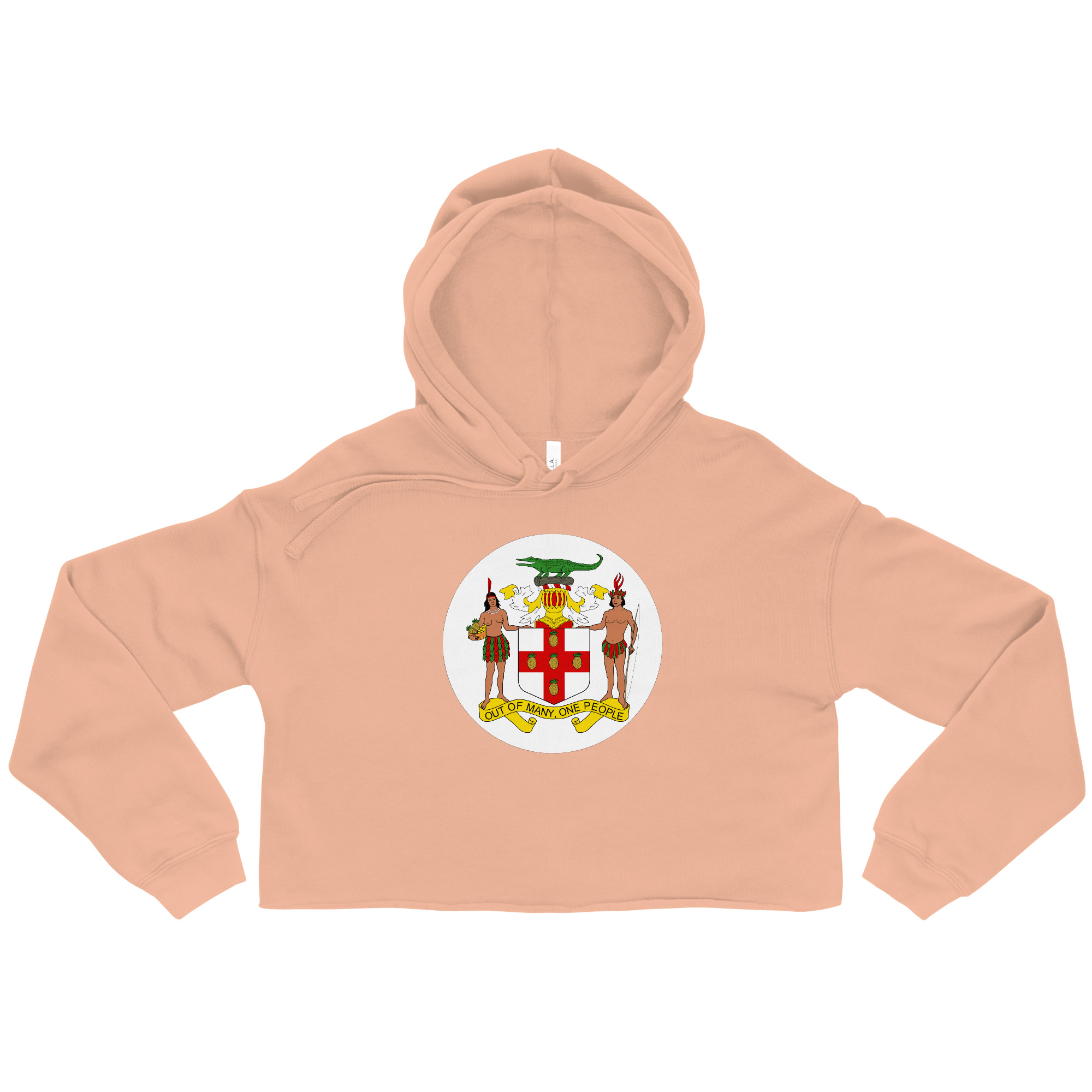 Jamaica Pride Womens Cropped Hoodie - Peach