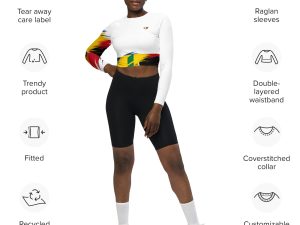 Trinidad and Tobago Pride Recycled Long Sleeve Crop Top - White